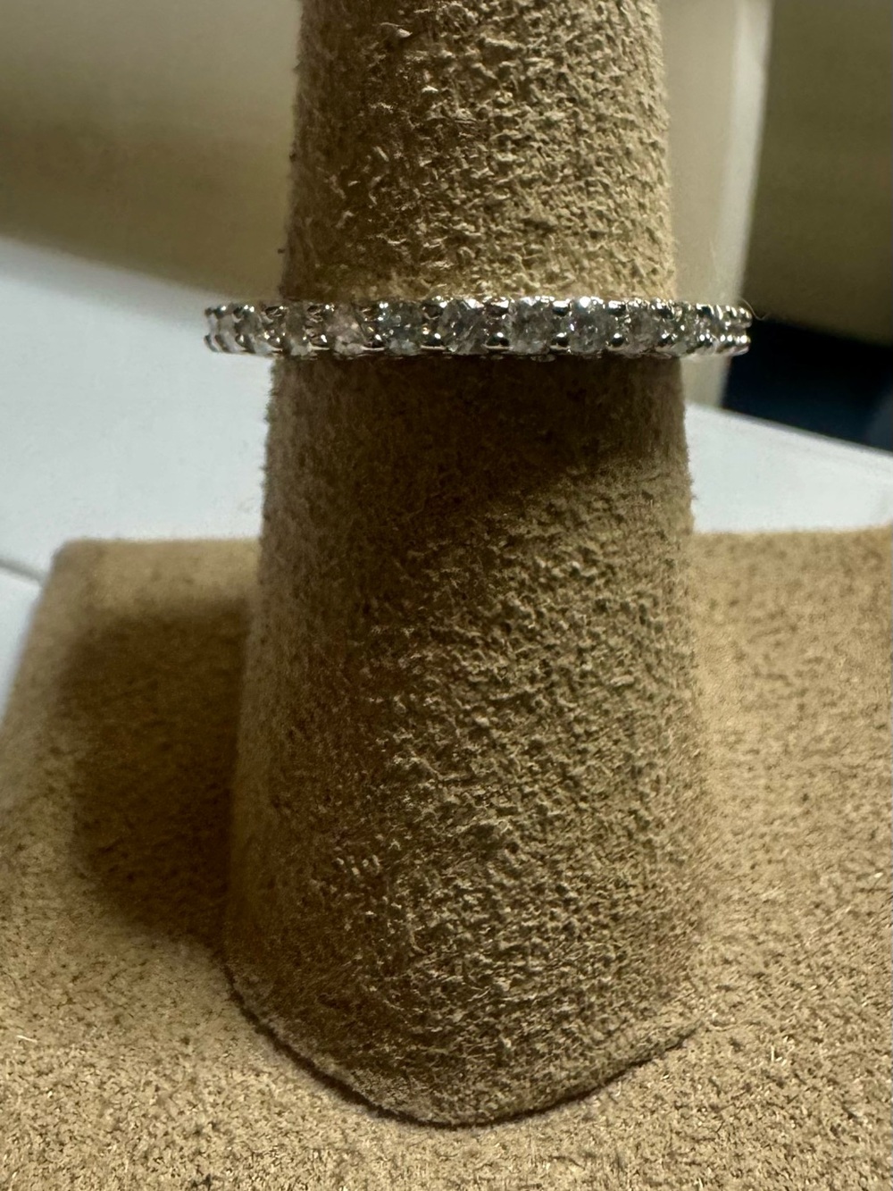 Delicate Silver Eternity Ring with Clear Stones - Silver